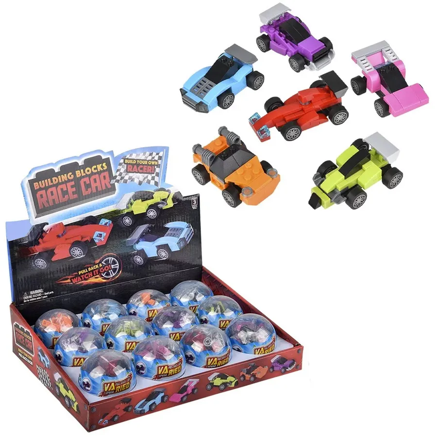 Building Block Pull Back Fidget Race Car Toy- Assorted — wholesale Fidgets & Sensory by the case