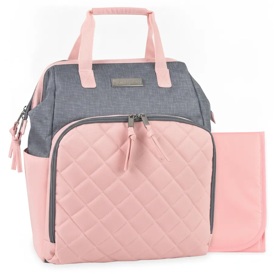 Two-Tone Diaper Bag Backpack with Changing Pad and Stroller Straps - Wide-Opening Travel Baby Bag — wholesale Bags & Backpacks by the case