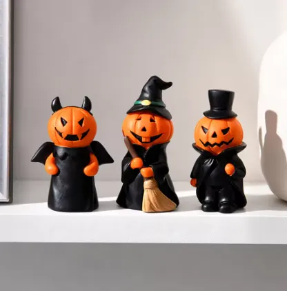 Cute Ghost Witch Pumpkin Resin Figurines Set — wholesale Home & Décor by the case