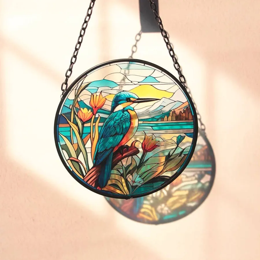 Bird Painted Glass Window Hanging Ornaments For Decor — wholesale Home & Décor by the case