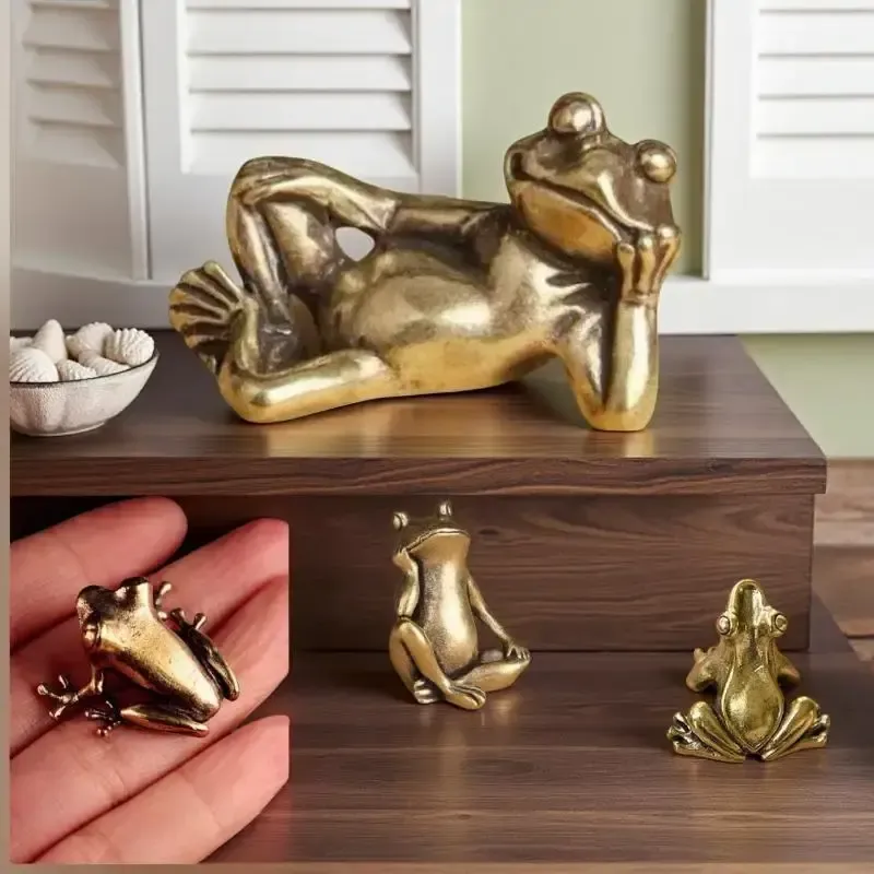 Retro Brass Frog Figurine – Vintage Mini Home & Office Decor — wholesale Home & Décor by the case