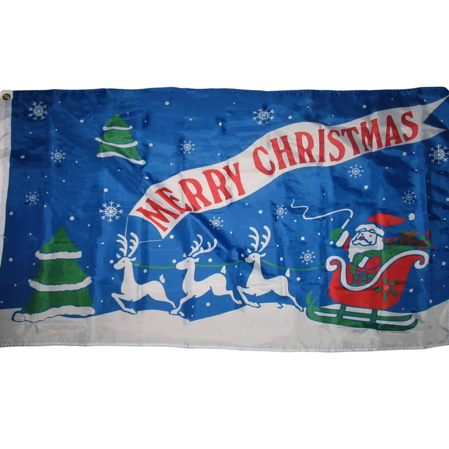Merry Santa & Deer 3' x 5' Flag For Decor — wholesale Home & Décor by the case