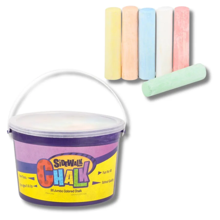 Jumbo Back To School Chalk In A Bucket- Assorted — wholesale More Wholesale Goods by the case