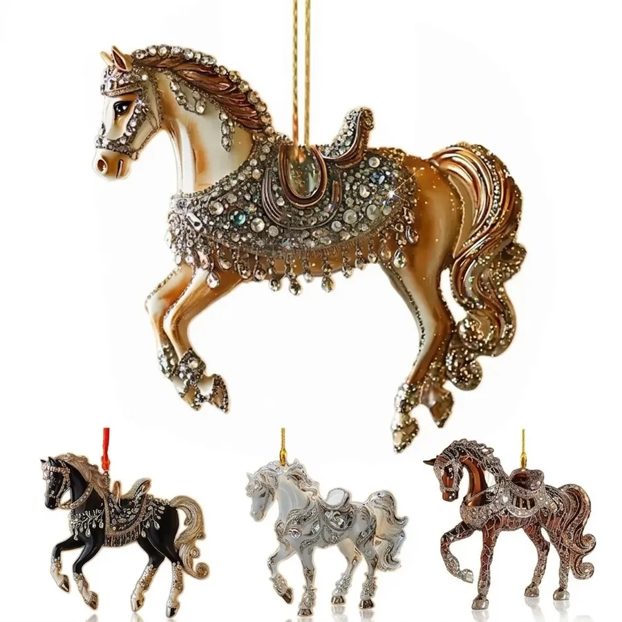 4PCS Rhinestone Horse Ornaments – Tree Decor — wholesale Home & Décor by the case