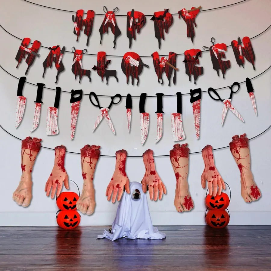 Horror Bloody Banner Skull Skeleton DecorAssorted — wholesale Home & Décor by the case