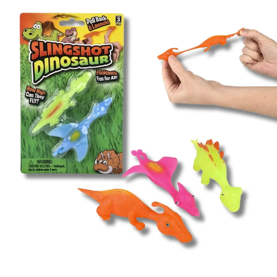 Dinosaur Slingshot Fidget Kids Toy- Assorted — wholesale Fidgets & Sensory by the case