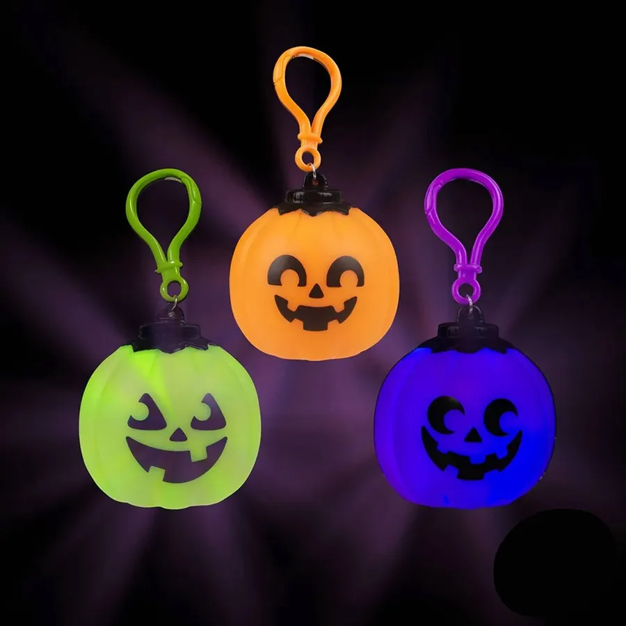 Light-Up Jack O Lantern Clip On Keychain — wholesale Keychains & Charms by the case
