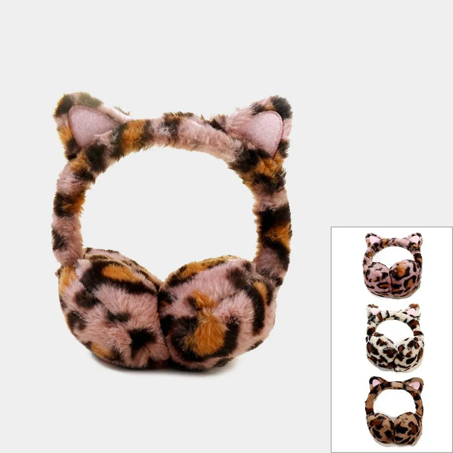 Leopard Patterned Plush Earmuffs For Kids — wholesale Plush & Squishies by the case
