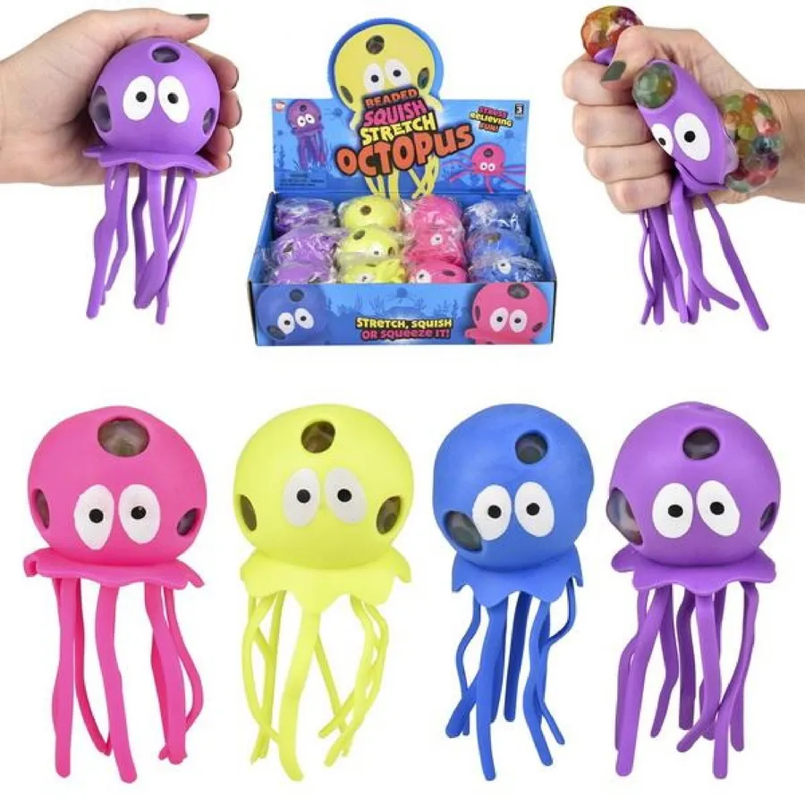 Kids Octopus Shaped 5.5" Interior Beads Squishy Soft Toys — wholesale Plush & Squishies by the case
