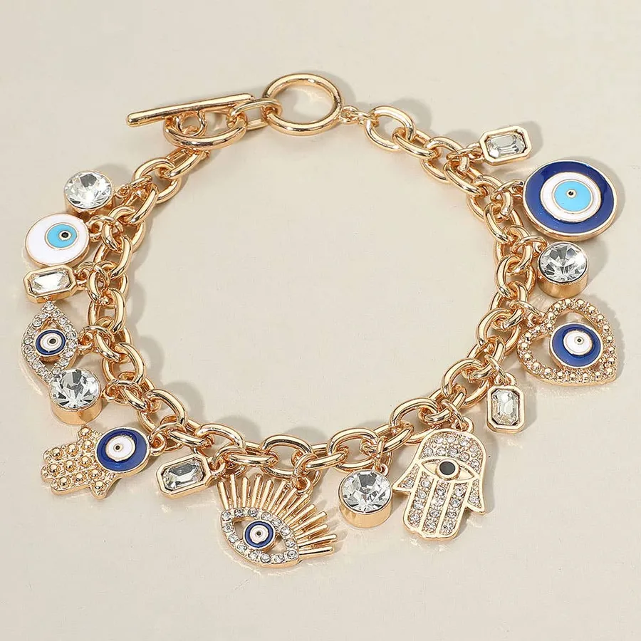 Evil Eye Charm Toggle Bracelet - Assorted — wholesale Keychains & Charms by the case