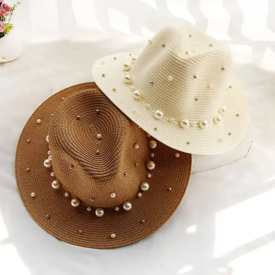 Wide Brim Flower Beaded Hat For Women's - Assorted — wholesale Apparel & Accessories by the case