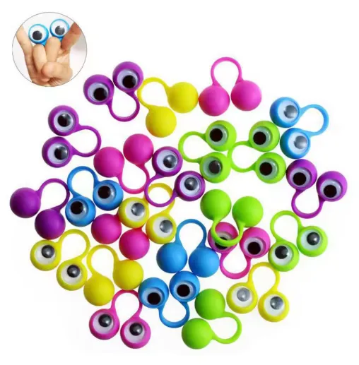 Fun Eye Finger Puppets Plastic Rings - Assorted In Bulk — wholesale More Wholesale Goods by the case