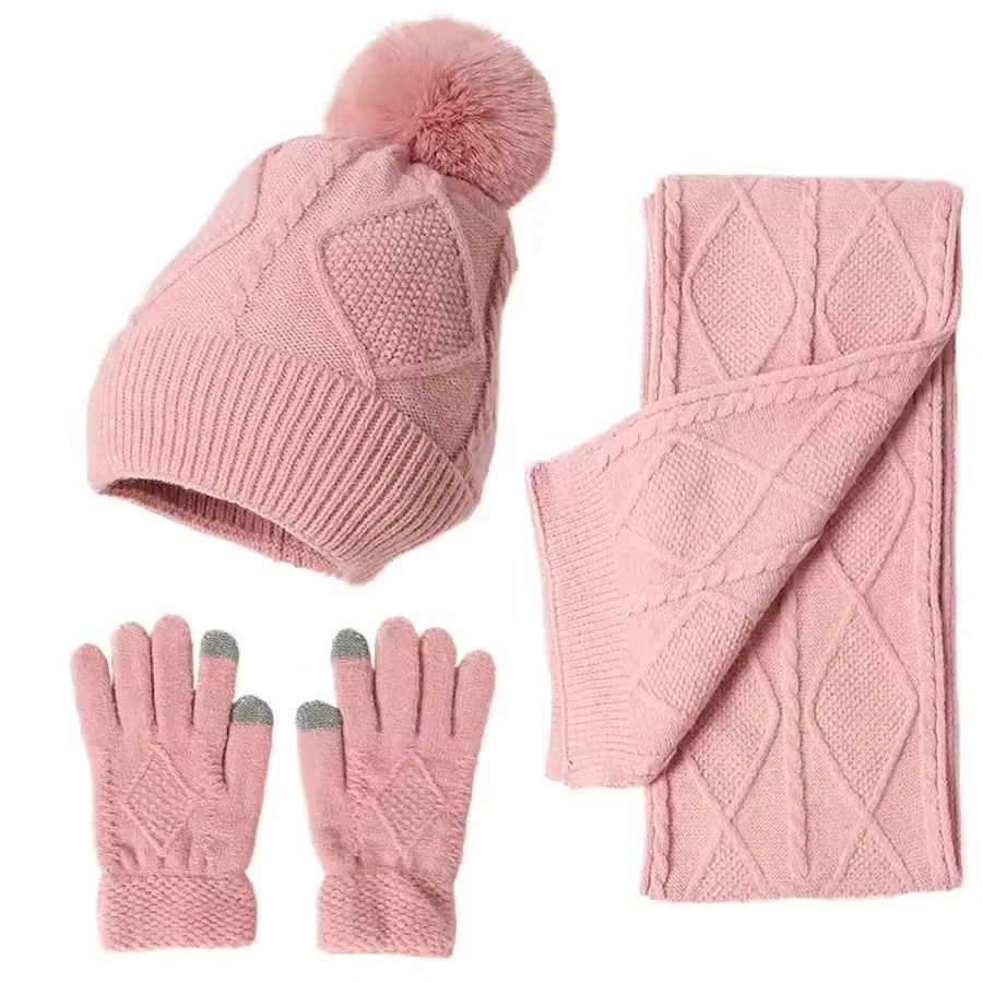 Winter Hats with Gloves 3 Pieces Set - Assorted — wholesale Apparel & Accessories by the case