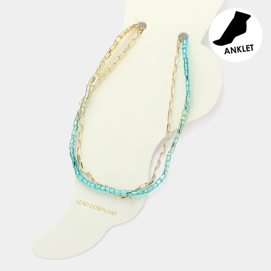 Beaded Layered Anklet Chain for Girls- Christmas Decor — wholesale Seasonal & Holiday by the case