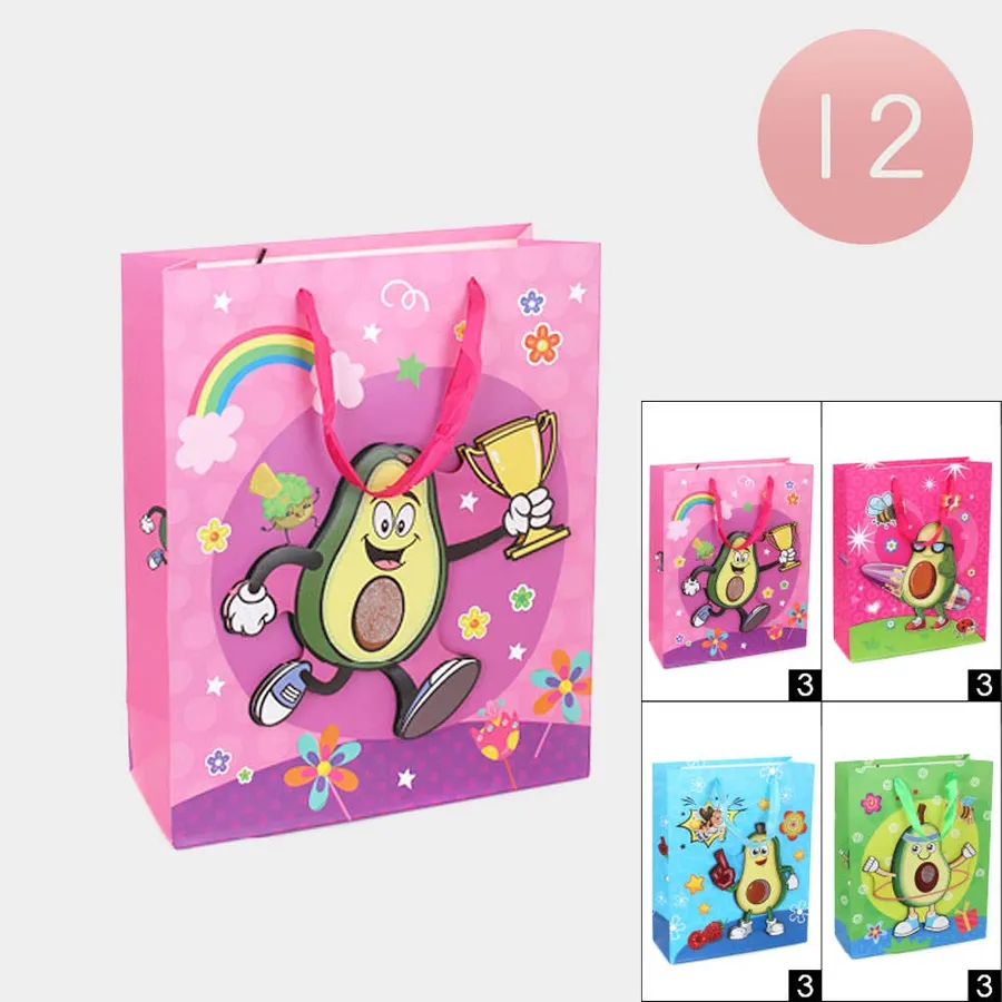 Playful Avocado Printed Stylish and Eye-Catching Gift Bags — wholesale Party & Gifts by the case