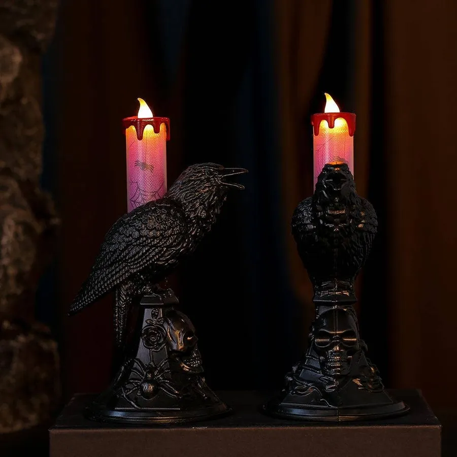 Black Crow LED Candle Statue – Christmas Home Decor — wholesale Seasonal & Holiday by the case