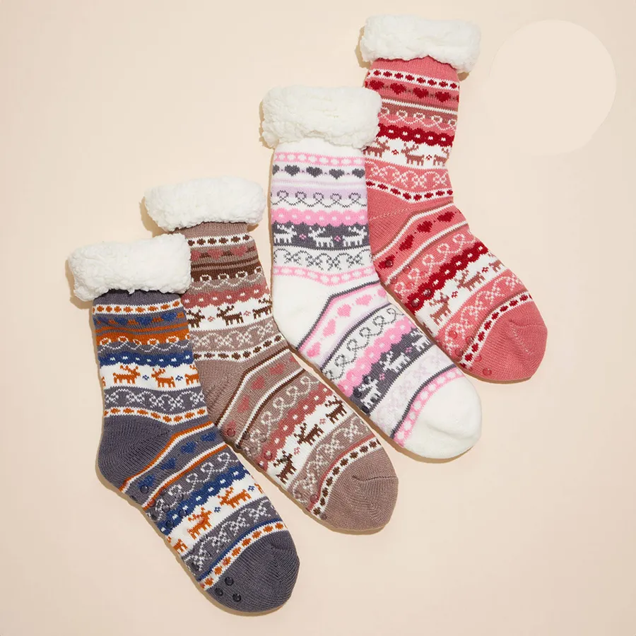 Fuzzy Pattern Socks - Assorted — wholesale Apparel & Accessories by the case