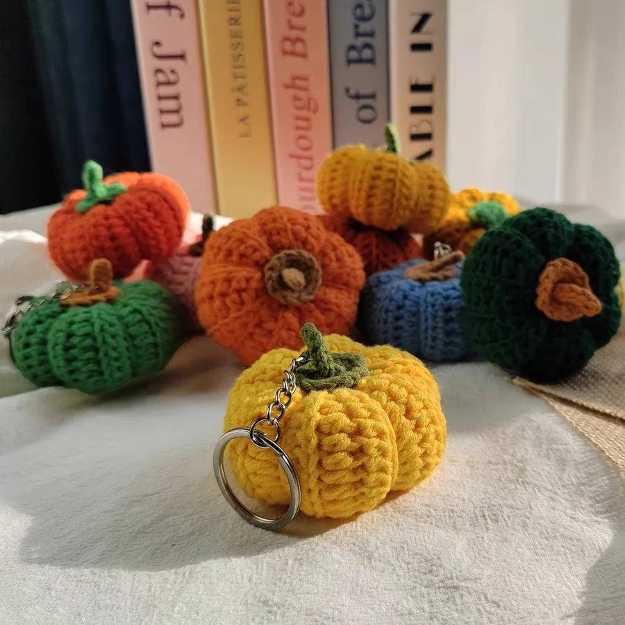Handmade Pumpkin Crochet Keychain - Assorted — wholesale Keychains & Charms by the case