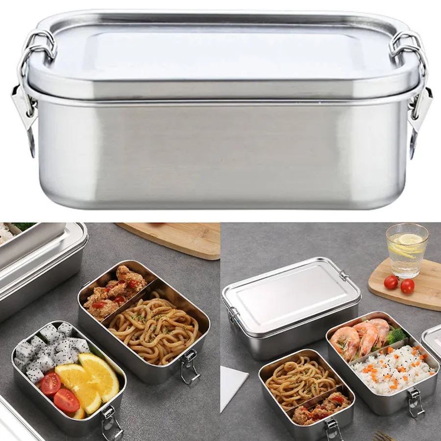 Stainless Steel Lunch Box - Leakproof Bento Container, 1200ml — wholesale Bags & Backpacks by the case