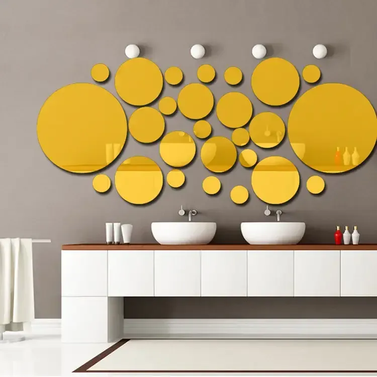 Sunflower Mirror Wall Sticker - 3D Acrylic Decal, 12-Piece Set — wholesale Home & Décor by the case