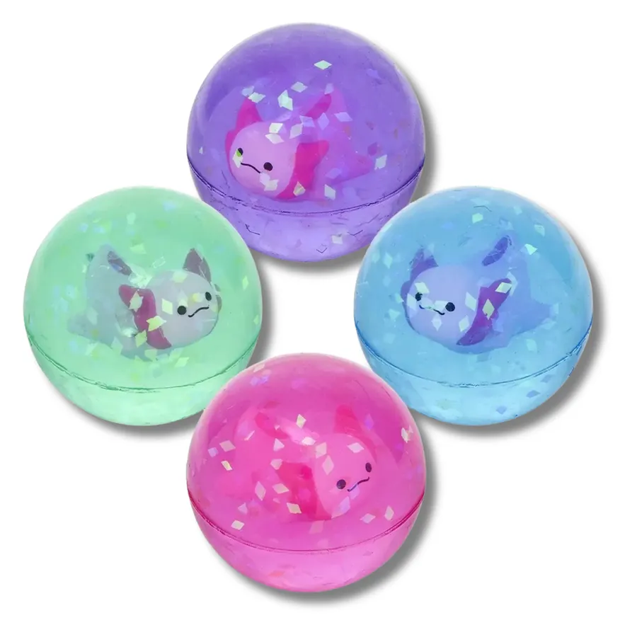 Glitter Axolotl Hi-Bounce Fidget Kids Toy- Assorted — wholesale Fidgets & Sensory by the case