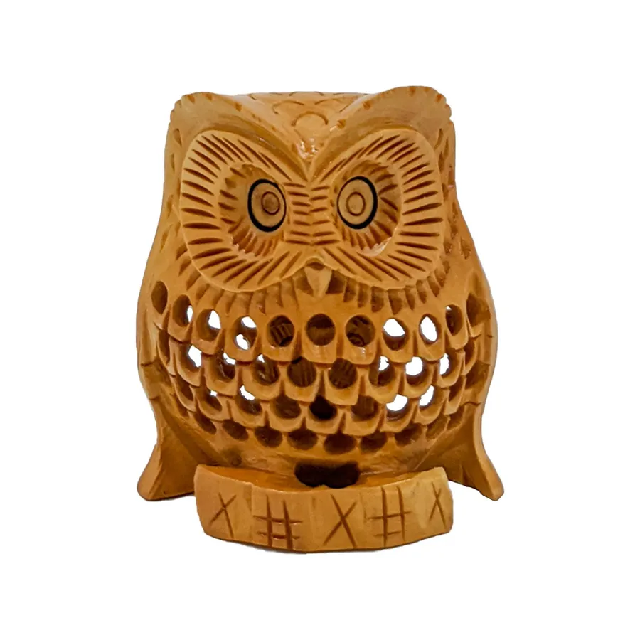 Handcrafted Wooden Owl Figurine - Polished Natural Wood Tabletop Decor, 3-Inch — wholesale Tech & Gadgets by the case