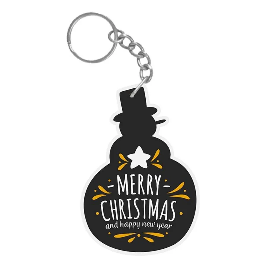Snowman Shaped Merry Home DecoreHappy New Year Keyring — wholesale Home & Décor by the case