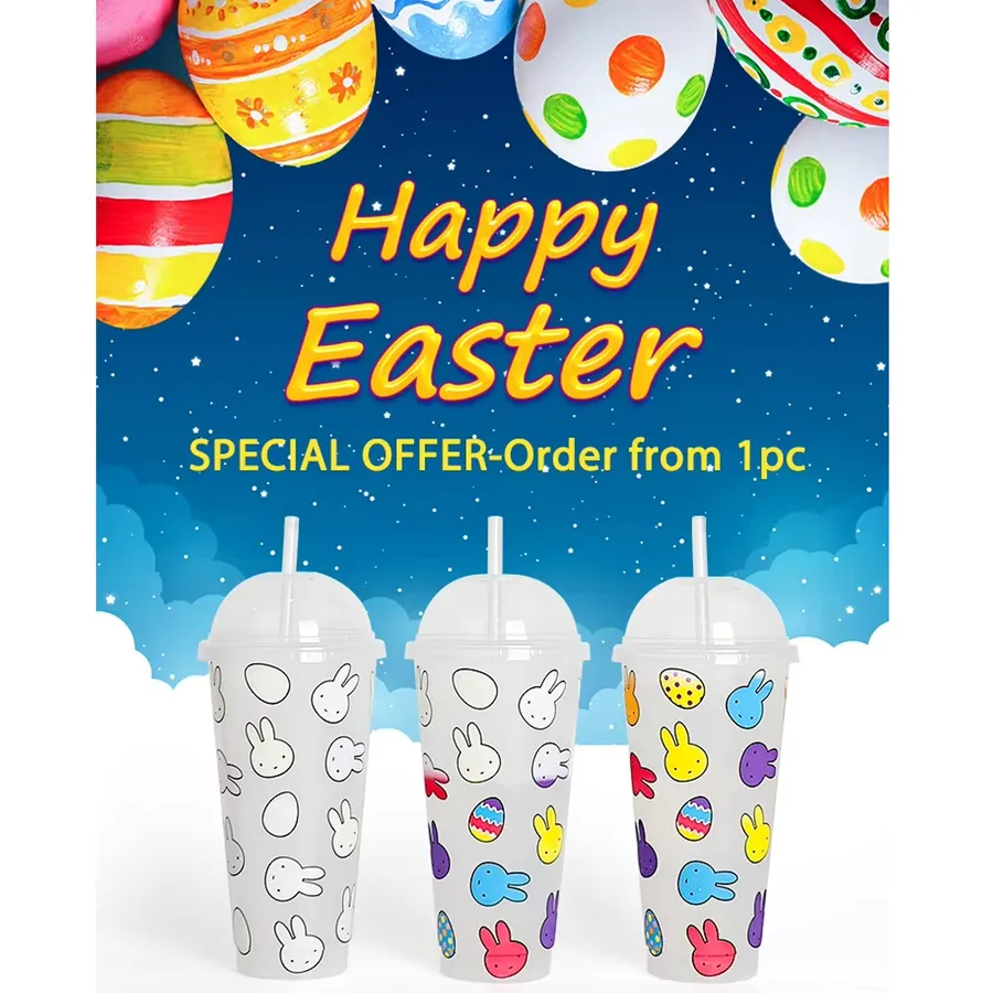 Reusable Color Changing Cup With Straw - Assorted — wholesale Kitchen & Drinkware by the case