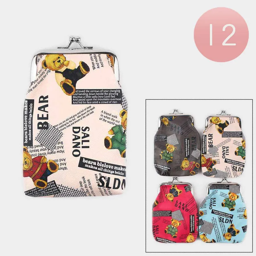 Clasp Closure Teddy Bear Assorted Coin Purses Wallet — wholesale Bags & Backpacks by the case
