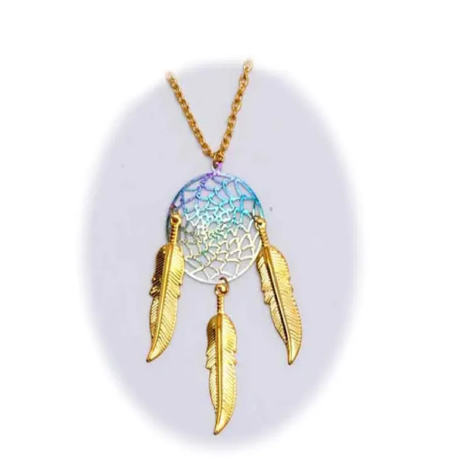 Dreamcatcher Necklace with Gold Feather — wholesale Apparel & Accessories by the case