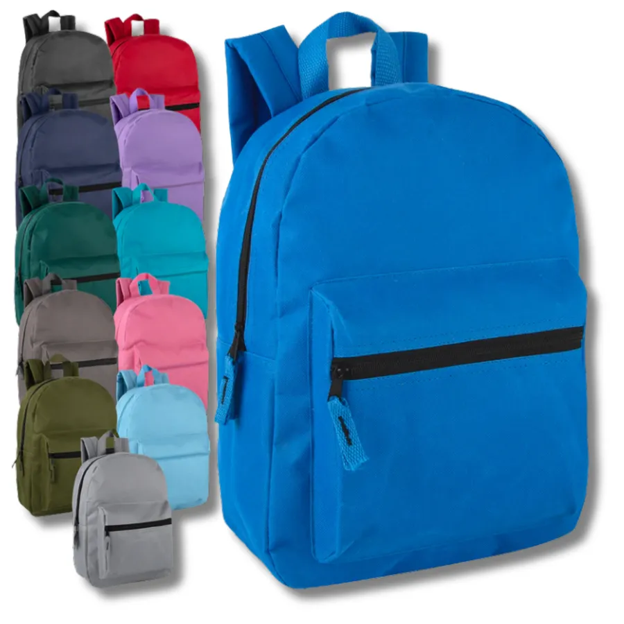 15'' Basic Back To School Backpack For Kids- Assorted — wholesale Bags & Backpacks by the case