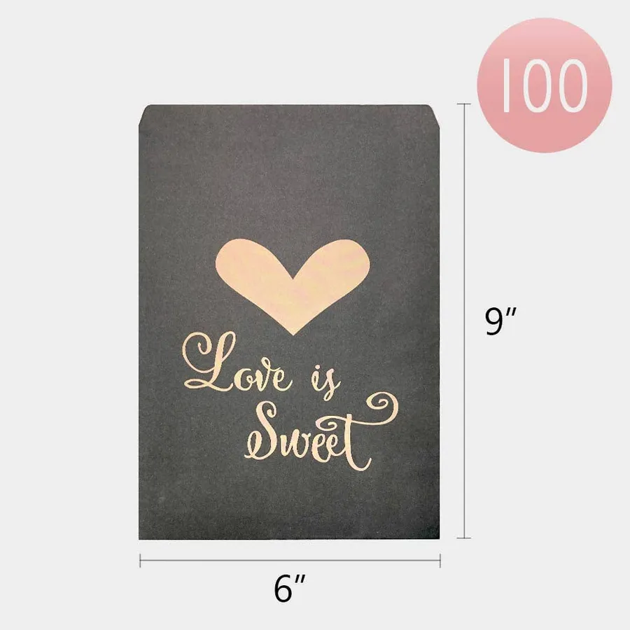 Love is Sweet Message Heart Printed Treat Paper Bag Set — wholesale Bags & Backpacks by the case