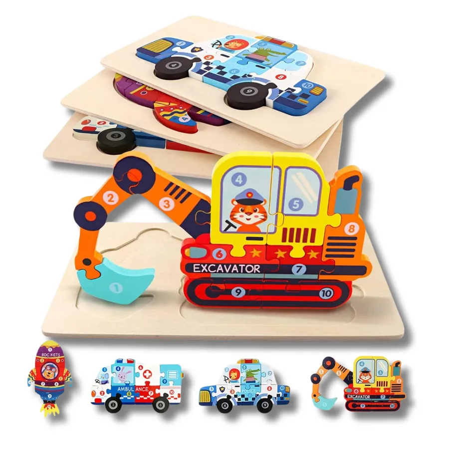 Wooden Jigsaw Montessori Puzzles Fidget Kids Toy- Assorted — wholesale Fidgets & Sensory by the case