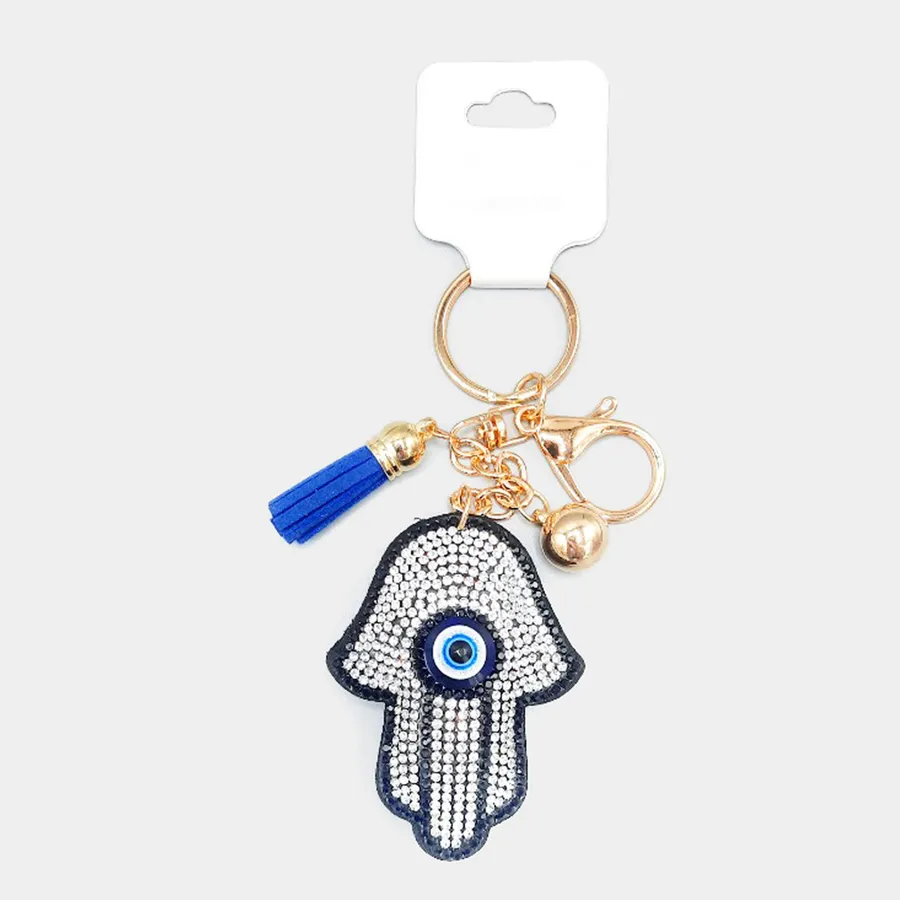 Bling Evil Eye & Hamsa Hand Keychain - Sparkly Sensory Fidget Purse Charm & Backpack Accessory — wholesale Fidgets & Sensory by the case