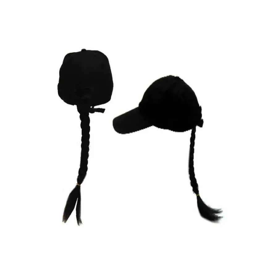 Baseball Cap with Long Hair Braids (20 Inch) - In Bulk — wholesale Apparel & Accessories by the case