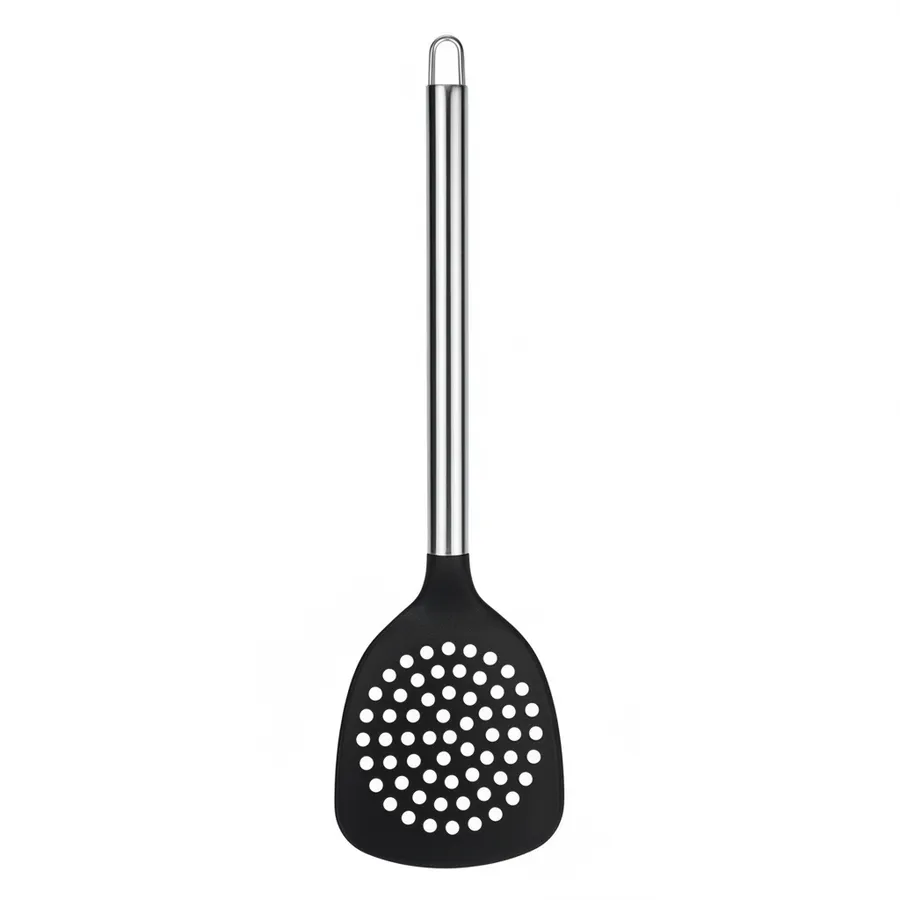 13.5-Inch Nylon Kitchen Skimmer - Heat-Resistant Slotted Spoon and Food Strainer, Black — wholesale Kitchen & Drinkware by the case