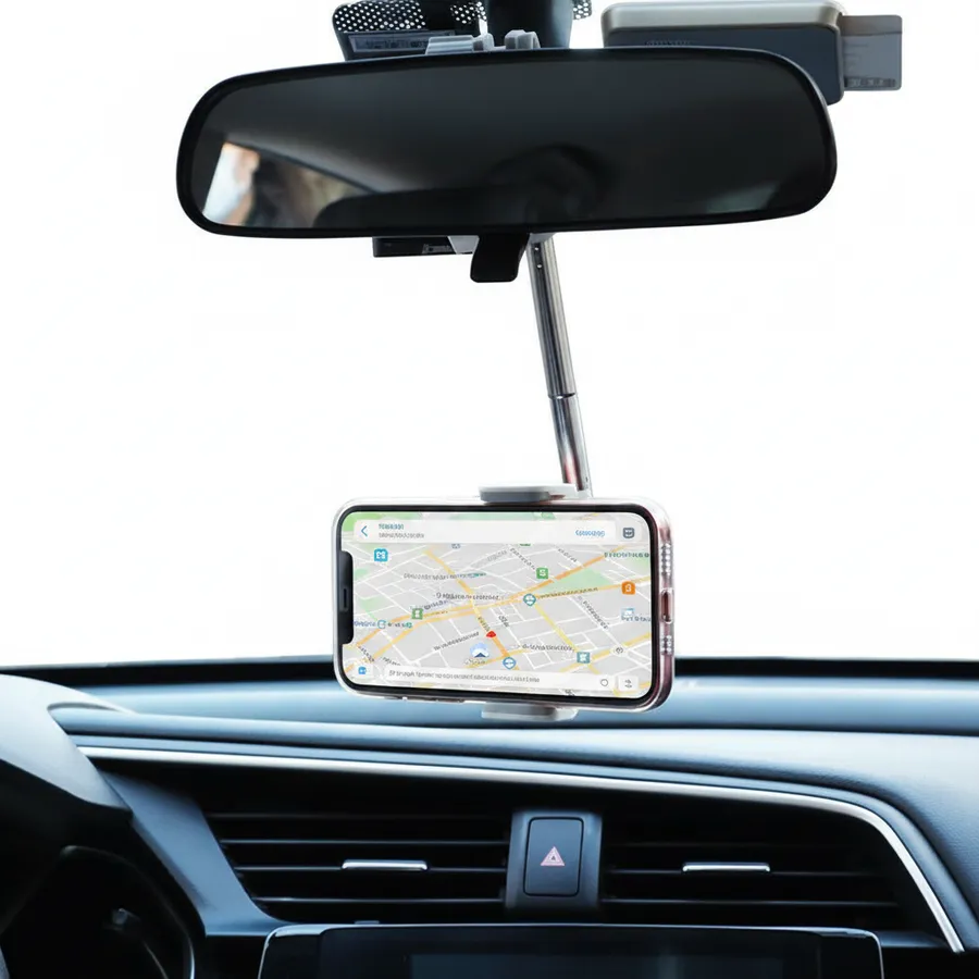 Adjustable Car Rearview Mirror Phone Holder | Hands-Free — wholesale Tech & Gadgets by the case