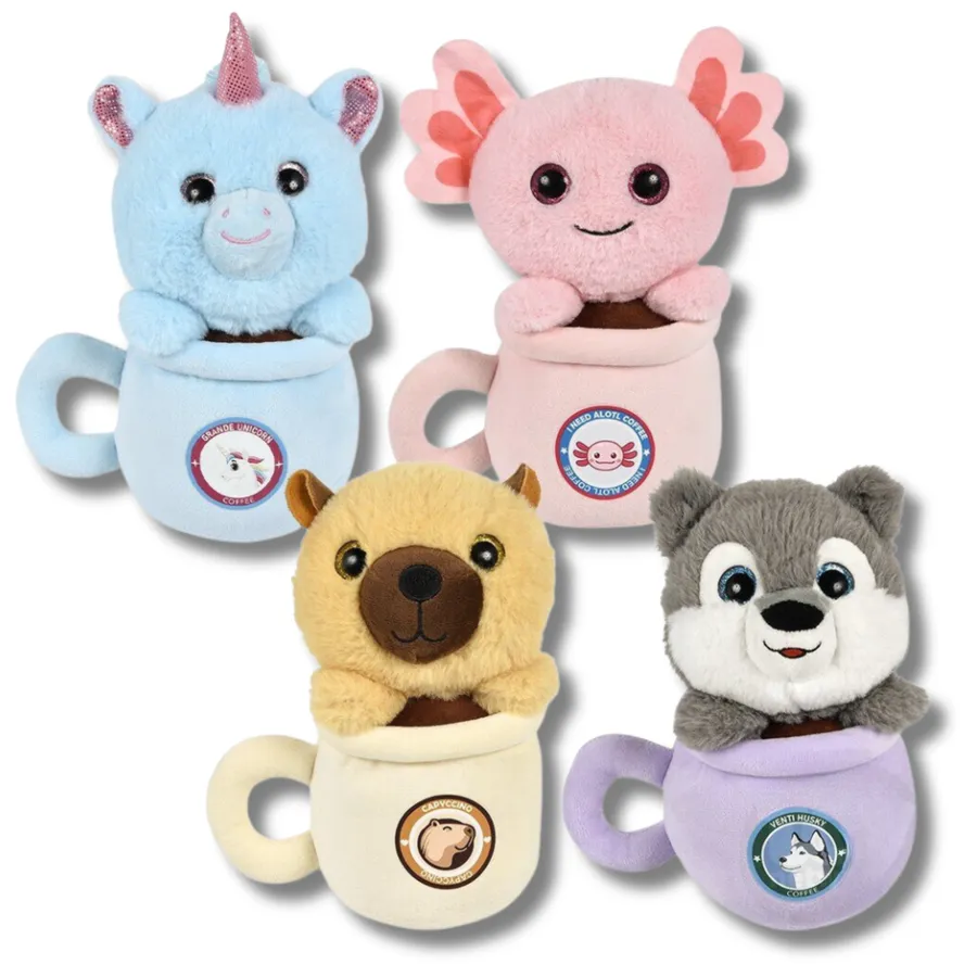 Animal Coffee Stocking Stuffer Cup Soft Plush Toy — wholesale Plush & Squishies by the case