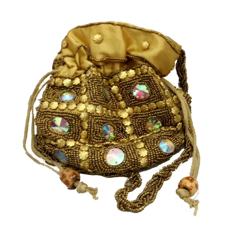 Golden Potli Gift Bag With Stone And — wholesale Party & Gifts by the case
