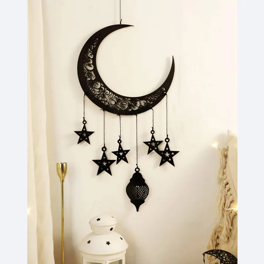 Wooden Hollow Moon and Star Lantern Wall-Assorted — wholesale Home & Décor by the case