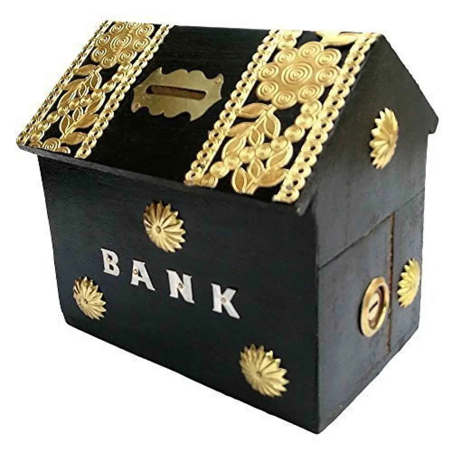 Wooden Hut Shape Piggy Bank for Home Decore — wholesale Home & Décor by the case