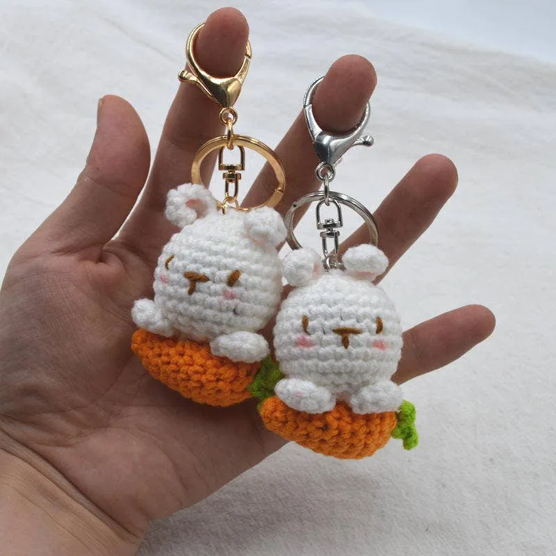 Crochet Bunny Carrot Keychain Toy - Assorted — wholesale Keychains & Charms by the case