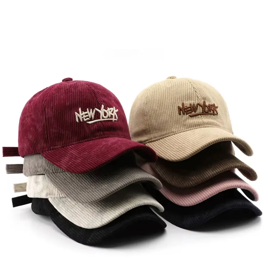 Vintage Corduroy Letter Embroidered Baseball Cap - Assorted — wholesale Apparel & Accessories by the case