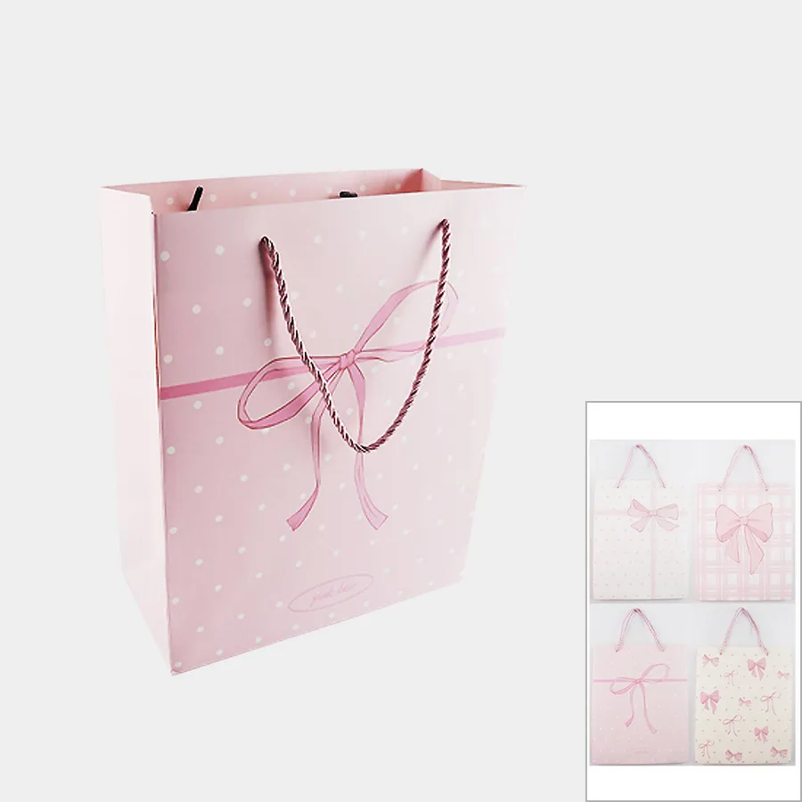 Back To School Bow Patterned Printed Gift Bags - Assorted — wholesale Party & Gifts by the case