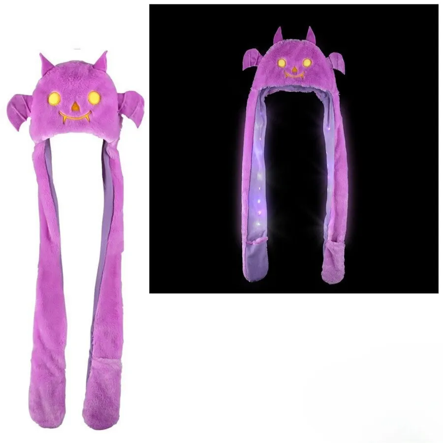 Light Up Bat Plush Scarf Hat For Kids — wholesale Plush & Squishies by the case