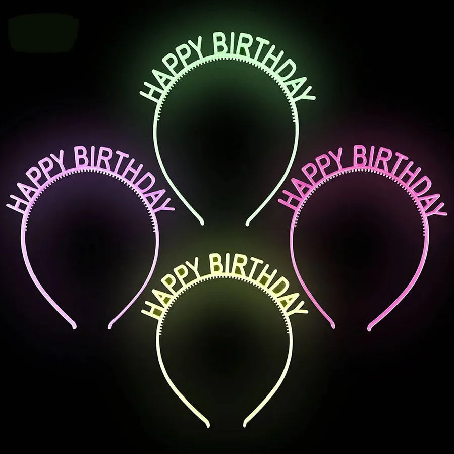 Glow In The Dark Happy Birthday Headband For Kids — wholesale Apparel & Accessories by the case