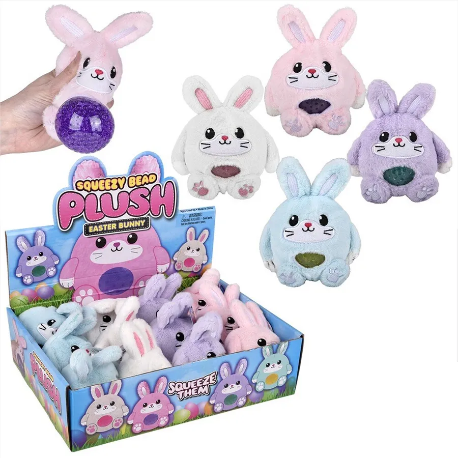 Squeezy Beaded Plush Bunny Kids Toy - Assorted — wholesale Plush & Squishies by the case