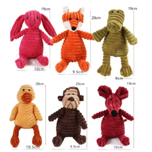 Corduroy Squeaky Dog Toy – Plush Chew Toy for Dogs Assorted — wholesale Plush & Squishies by the case