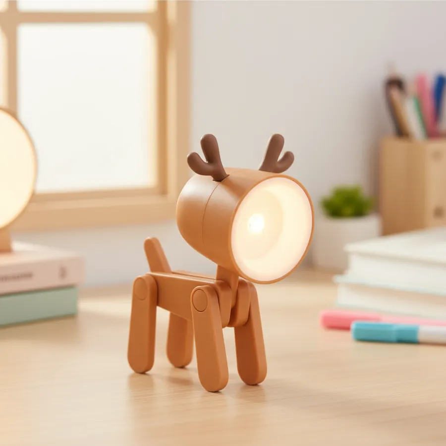 Cute Foldable LED Desk Lamp – Kids Dog & Deer Light — wholesale Home & Décor by the case