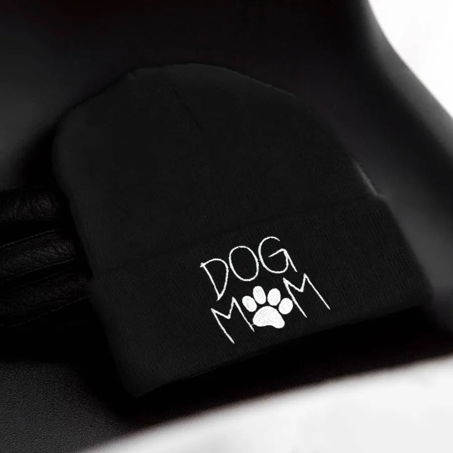 Dog Mom Message Paw Knit Beanie Hat- Valentine — wholesale Seasonal & Holiday by the case